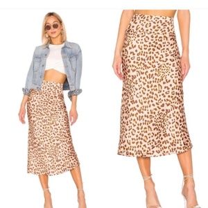 Free People Leopard Print Midi Skirt (Size 2 New with Tags)